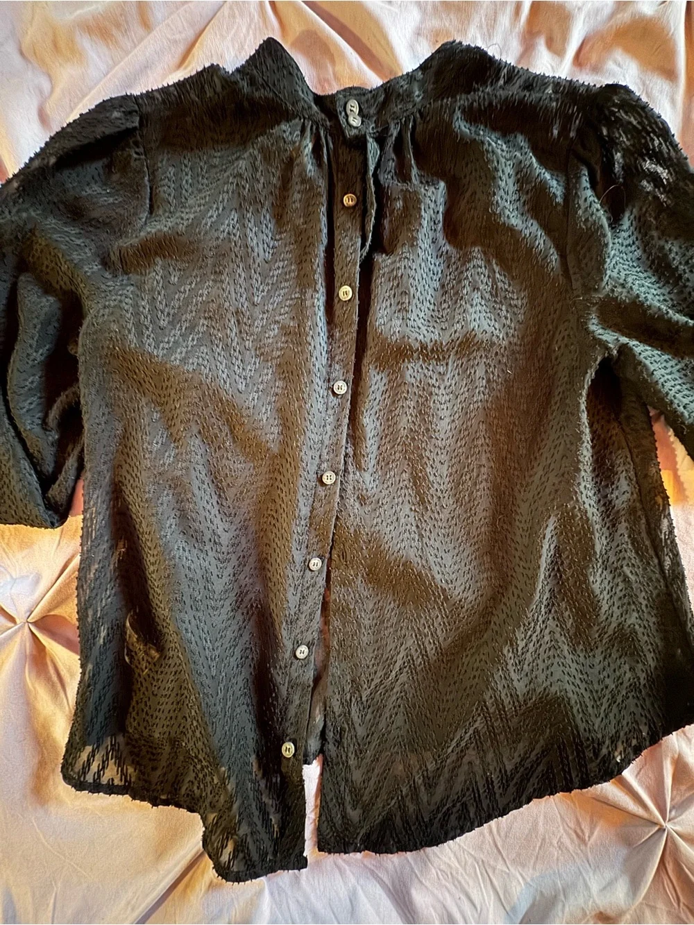 Free People Black Textured Blouse